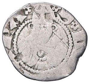 obverse: ZECCHE ITALIANE - GUARDIAGRELE - Ladislao d Angiò Durazzo (1386-1414) - Bolognino MIR 460 NC (AG g. 0,53). qMB/qBB