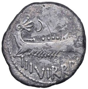 obverse: ROMANE IMPERIALI - Marc Antonio († 30 a.C.) - Denario B. 106; Cr. 544/15  (AG g. 3,12) Contromarche. qBB