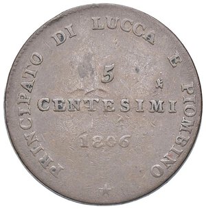 reverse: ZECCHE ITALIANE - LUCCA - Elisa Bonaparte e Felice Baciocchi (1805-1814) - 5 Centesimi 1806 Pag. 259; Mont. 444 R CU  Numeri scritti a pennarello al D/. qBB