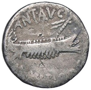 obverse: ROMANE IMPERIALI - Marc Antonio († 30 a.C.) - Denario B. 112; Cr. 544/19  (AG g. 3,21). meglio di MB