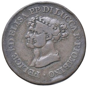 obverse: ZECCHE ITALIANE - LUCCA - Elisa Bonaparte e Felice Baciocchi (1805-1814) - 3 Centesimi 1806 Pag. 260; Mont. 445 NC CU  Colpetto. meglio di MB