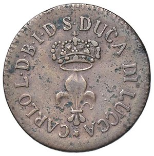 obverse: ZECCHE ITALIANE - LUCCA - Carlo Ludovico di Borbone (1824-1847) - Soldo 1826 Pag. 273; Mont. 460  CU. BB