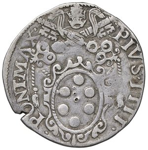 obverse: ZECCHE ITALIANE - MACERATA - Pio IV (1559-1566) - Testone Munt. 76/79 R (AG g. 8,3). meglio di MB