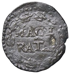 reverse: ZECCHE ITALIANE - MACERATA - Gregorio XIII (1572-1585) - Quattrino Munt. 445 R (MI g. 0,75) Foro otturato. meglio di MB