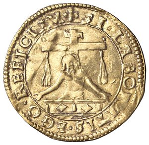 reverse: ZECCHE ITALIANE - MANTOVA - Federico II (1519-1540) - Scudo d oro del Sole CNI 15/52; MIR 446 RR (AU g. 3,19) Lieve ondulazione del tondello. BB