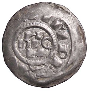 obverse: ZECCHE ITALIANE - MILANO - Enrico II (1004-1024) - Denaro scodellato CNI 1/12; MIR 44  (AG g. 1,17). qSPL