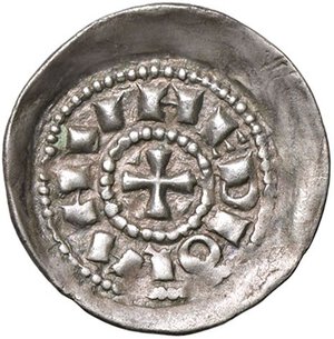 reverse: ZECCHE ITALIANE - MILANO - Enrico III, IV o V di Franconia (1039-1125) - Denaro scodellato MIR 48  (AG g. 1,02). SPL/qSPL