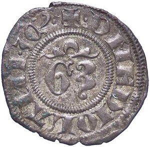 obverse: ZECCHE ITALIANE - MILANO - Gian Galeazzo Visconti (1385-1402) - Denaro Crippa 14/A; MIR 130/1  (MI g. 0,58). qSPL