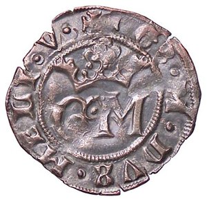 obverse: ZECCHE ITALIANE - MILANO - Galeazzo Maria Sforza (1466-1476) - Trillina Crippa 16; MIR 210  (MI g. 0,72). BB