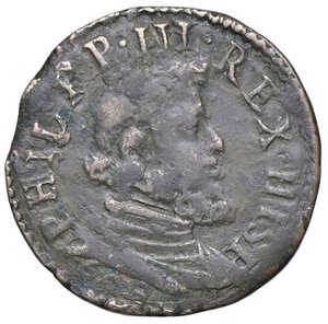 obverse: ZECCHE ITALIANE - MILANO - Filippo III (1598-1621) - Quattrino 1603 Crippa 24d; MIR 356/5  (CU g. 2,28). BB+