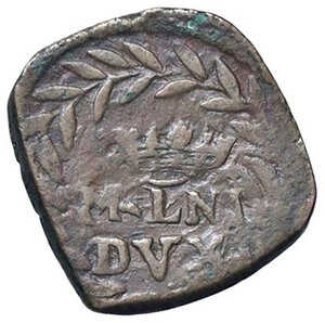 reverse: ZECCHE ITALIANE - MILANO - Carlo II, secondo periodo (1675-1700) - Quattrino Crippa 14/A; MIR 392/1  (CU g. 1,98)Tondello di forma rettangolare. BB