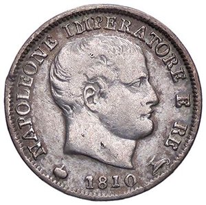 obverse: ZECCHE ITALIANE - MILANO - Napoleone I, Re d Italia (1805-1814) - 5 Soldi 1810 Pag. 61; Mont. 280  AG. BB