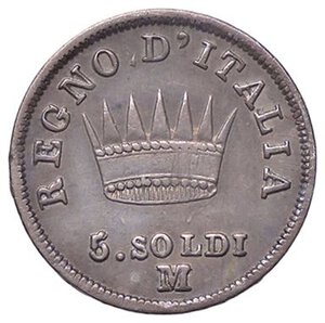 reverse: ZECCHE ITALIANE - MILANO - Napoleone I, Re d Italia (1805-1814) - 5 Soldi 1810 Pag. 61; Mont. 280  AG. BB