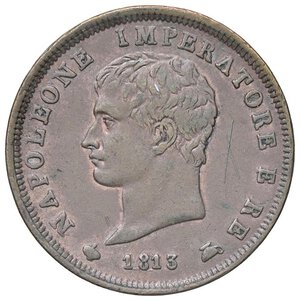 obverse: ZECCHE ITALIANE - MILANO - Napoleone I, Re d Italia (1805-1814) - Soldo 1813 Pag. 78; Mont. 303  CU  Graffito a X al D/. BB-SPL