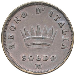 reverse: ZECCHE ITALIANE - MILANO - Napoleone I, Re d Italia (1805-1814) - Soldo 1813 Pag. 78; Mont. 303  CU  Graffito a X al D/. BB-SPL