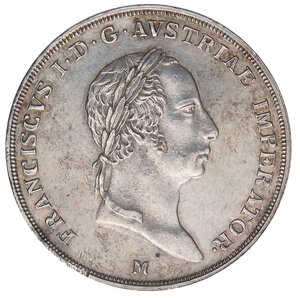 obverse: ZECCHE ITALIANE - MILANO - Francesco I d Asburgo-Lorena (1815-1835) - Mezzo scudo 1823 Pag. 133; Mont. 354 RR AG  Lieve imperfezione al bordo a ore 7 del D/ - Metallo brillante. qSPL/SPL