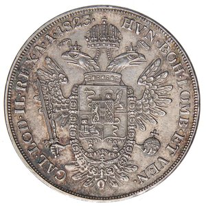 reverse: ZECCHE ITALIANE - MILANO - Francesco I d Asburgo-Lorena (1815-1835) - Mezzo scudo 1823 Pag. 133; Mont. 354 RR AG  Lieve imperfezione al bordo a ore 7 del D/ - Metallo brillante. qSPL/SPL