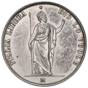 obverse: ZECCHE ITALIANE - MILANO - Governo Provvisorio (1848) - 5 Lire 1848 Pag. 213; Mont. 425  AG  Segni di pulitura, colpetto. qBB