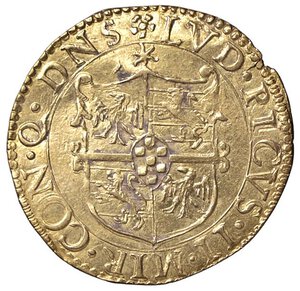 obverse: ZECCHE ITALIANE - MIRANDOLA - Ludovico II Pico (1550-1568) - Scudo d oro CNI 6/7; MIR 501 R (AU g. 3,26) Lieve ondulazione del tondello. BB+