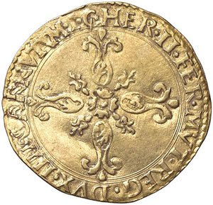 obverse: ZECCHE ITALIANE - MODENA - Ercole II d Este (1534-1559) - Scudo d oro CNI 12/14; MIR 643/2 RRR (AU g. 3,25). BB