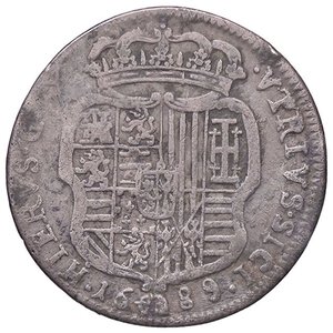 reverse: ZECCHE ITALIANE - NAPOLI - Carlo II, secondo periodo (1675-1700) - Tarì 1689 P.R. 17; MIR 299/2  (AG g. 4,83). MB