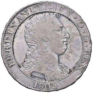 obverse: ZECCHE ITALIANE - NAPOLI - Ferdinando IV di Borbone (secondo periodo, 1799-1805) - Piastra 1805 Mont. 348/351  AG. qBB/BB