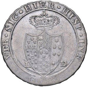 reverse: ZECCHE ITALIANE - NAPOLI - Ferdinando IV di Borbone (secondo periodo, 1799-1805) - Piastra 1805 Mont. 348/351  AG. qBB/BB