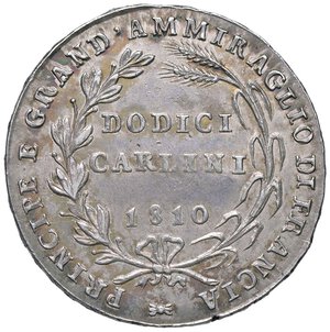 reverse: ZECCHE ITALIANE - NAPOLI - Gioacchino Murat (primo periodo, 1808-1811) - 12 Carlini 1810 Mont. 412/424 R AG  Ottima conservazione per il tipo, con delicata patina su fondi brillanti. SPL+