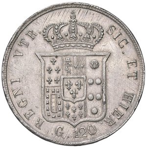 reverse: ZECCHE ITALIANE - NAPOLI - Ferdinando II di Borbone (1830-1859) - Piastra 1857 P.R. 86; Mont. 808/816  AG. SPL