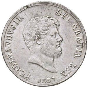 obverse: ZECCHE ITALIANE - NAPOLI - Ferdinando II di Borbone (1830-1859) - Piastra 1857 P.R. 86; Mont. 808/816  AG  Lieve mancanza al bordo. BB/BB+