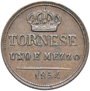 reverse: ZECCHE ITALIANE - NAPOLI - Ferdinando II di Borbone (1830-1859) - Tornese e mezzo 1854 P.R. 275; Mont. 1162/1165 NC CU. BB-SPL