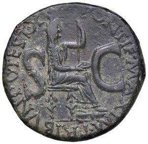 reverse: ROMANE IMPERIALI - Tiberio (14-37) - Asse C. 18  (AE g. 10,87) Con cartellino Clelio Varesi. BB+