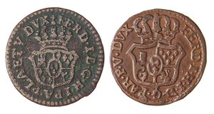 obverse: ZECCHE ITALIANE - PARMA - Ferdinando di Borbone (1765-1802) - Sesino 1784 e 1786   CU 2 monete. MB÷BB+