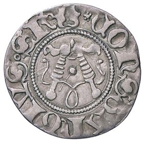 obverse: ZECCHE ITALIANE - PESARO - Costanzo I Sforza (1473-1483) - Bolognino CNI 54/68; Biaggi 1888  (AG g. 0,59). BB+