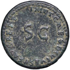 reverse: ROMANE IMPERIALI - Druso († 23) - Asse (Restituzione di Tito) C. 6 (10 Fr.); RIC 437  (AE g. 10,85) Con cartellino Clelio Varesi. bel BB