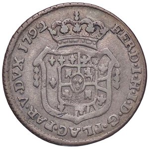 obverse: ZECCHE ITALIANE - PIACENZA - Ferdinando di Borbone (1765-1802) - 10 Soldi 1792 CNI 25/26; MIR 1190/8  MI. qBB