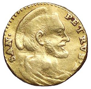 reverse: ZECCHE ITALIANE - ROMA - Benedetto XIV (1740-1758) - Mezzo scudo d oro Munt. 30/43  (AU g. 0,74) Da incastonatura. qBB