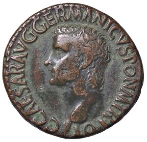 obverse: ROMANE IMPERIALI - Caligola (37-41) - Asse C. 27; RIC 38  (AE g. 11,51) Mancanza la R/. qBB/MB+