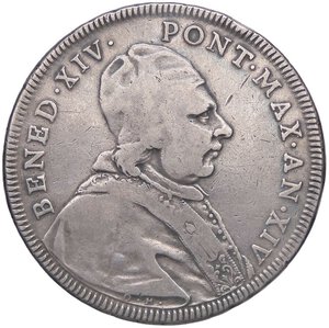 obverse: ZECCHE ITALIANE - ROMA - Benedetto XIV (1740-1758) - Mezzo scudo 1754 A. XIV CNI 317; Munt. 49  AG. meglio di MB