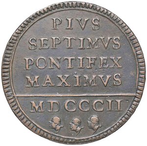 reverse: ZECCHE ITALIANE - ROMA - Pio VII (1800-1823) - Baiocco 1802 A. II Pag. 81; Mont. 57  CU. BB-SPL