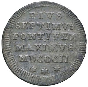 reverse: ZECCHE ITALIANE - ROMA - Pio VII (1800-1823) - Baiocco 1802 A. II   CU. BB+