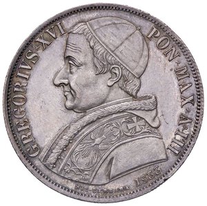 obverse: ZECCHE ITALIANE - ROMA - Gregorio XVI (1831-1846) - Scudo 1833 A. III Pag. 199; Mont. 71 R AG  Colpetto. qSPL