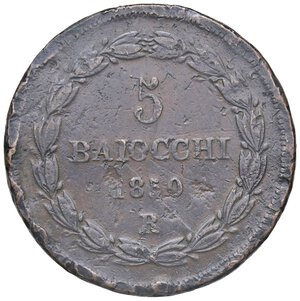 reverse: ZECCHE ITALIANE - ROMA - Pio IX (1846-1866) - 5 Baiocchi 1850 A. V Pag. 477; Mont. 245  CU. meglio di MB