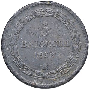 reverse: ZECCHE ITALIANE - ROMA - Pio IX (1846-1866) - 5 Baiocchi 1852 A. VII Pag. 482; Mont. 256  CU. meglio di MB