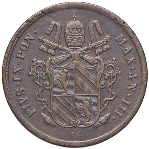 obverse: ZECCHE ITALIANE - ROMA - Pio IX (1846-1866) - 2 Baiocchi 1848 A. III Pag. 325/c; Mont. 32/35  CU. bel BB