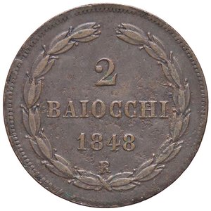 reverse: ZECCHE ITALIANE - ROMA - Pio IX (1846-1866) - 2 Baiocchi 1848 A. III Pag. 325/c; Mont. 32/35  CU. bel BB