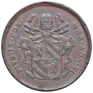 obverse: ZECCHE ITALIANE - ROMA - Pio IX (1846-1866) - 2 Baiocchi 1851 A. VI Pag. 492; Mont. 284  CU. qSPL