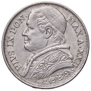 obverse: ZECCHE ITALIANE - ROMA - Pio IX (1866-1870) - 2 Lire 1867 A. XXII Pag. 558; Mont. 368  AG  Segno al ciglio. SPL