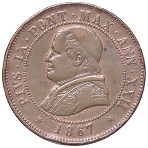 obverse: ZECCHE ITALIANE - ROMA - Pio IX (1866-1870) - 4 Soldi 1867 A. XXII Pag. 592; Mont. 401  CU  Colpetti. BB