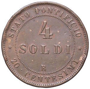 reverse: ZECCHE ITALIANE - ROMA - Pio IX (1866-1870) - 4 Soldi 1867 A. XXII Pag. 592; Mont. 401  CU  Colpetti. BB